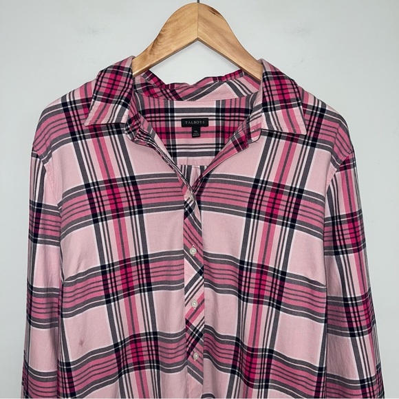 Talbots Plaid Button-Down Women's Size XL Pink‎ Quartz Classic Cotton Shirt - Picture 6 of 8